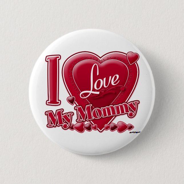 Bóton Redondo 5.08cm Eu amo minha Mamãe - coração (Frente)