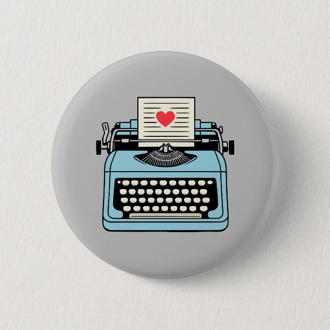 Bóton Redondo 5.08cm Eu amo minha máquina de escrever (Frente)