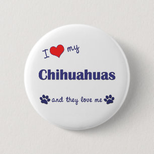 Bóton Redondo 5.08cm Eu amo minhas chihuahuas (os cães múltiplos)