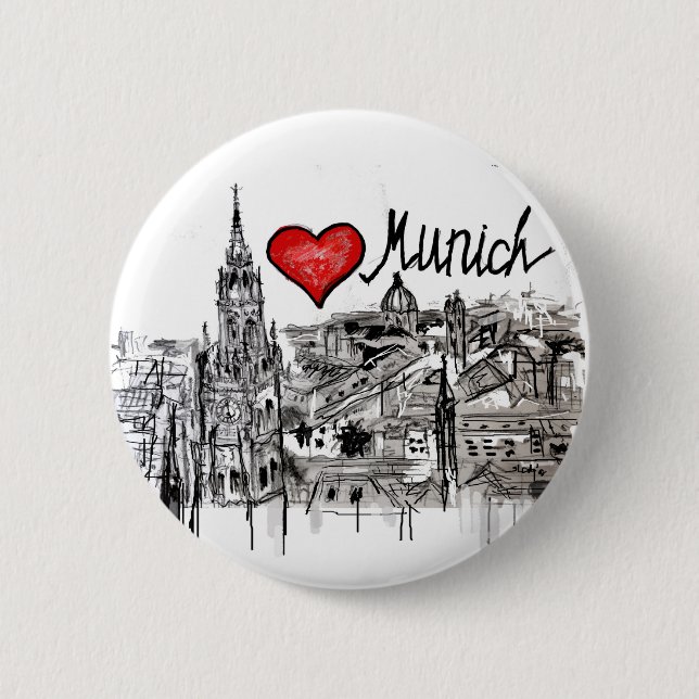 Bóton Redondo 5.08cm Eu amo Munich (Frente)