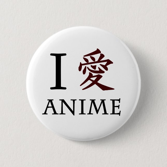 Bóton Redondo 5.08cm Eu amo o Anime (Frente)