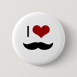 Bóton Redondo 5.08cm Eu amo o bigode