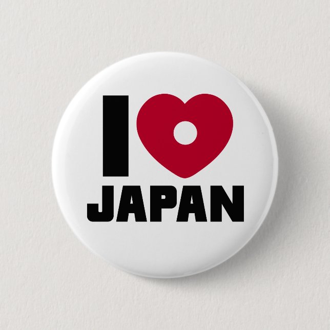 Bóton Redondo 5.08cm Eu amo o botão de Japão (Frente)