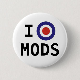 Bóton Redondo 5.08cm Eu amo o botão de Mods