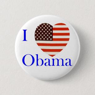 Bóton Redondo 5.08cm Eu amo o botão de Obama