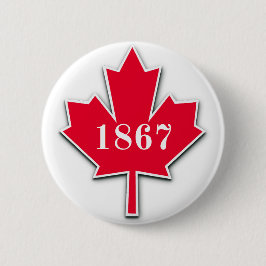 Bóton Redondo 5.08cm EU AMO O Canadá - Folha Vermelha de Maple - Est 18