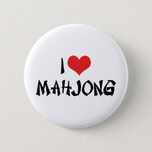 Bóton Redondo 5.08cm Eu amo o coração Mahjong - amante do Mah Jong