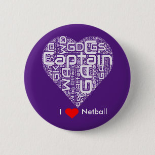 Bóton Redondo 5.08cm Eu amo o design da arte da palavra do Netball