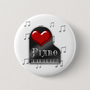 Bóton Redondo 5.08cm Eu amo o piano