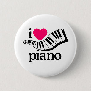 Bóton Redondo 5.08cm Eu amo o piano/teclado