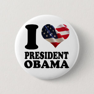 Bóton Redondo 5.08cm Eu amo o presidente Obama Botão