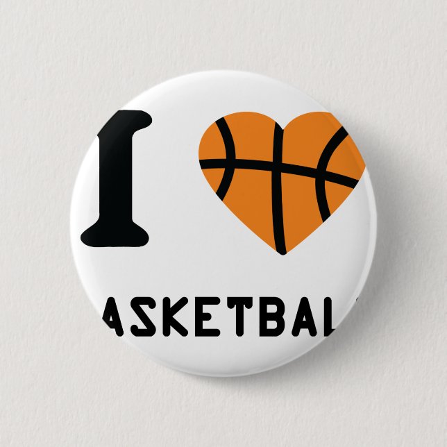 Bóton Redondo 5.08cm Eu amo o símbolo do basquetebol (Frente)