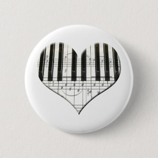 Bóton Redondo 5.08cm Eu amo o teclado do coração da música do piano ou
