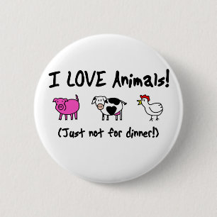 Bóton Redondo 5.08cm Eu amo o vegetariano dos animais