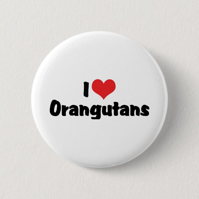Bóton Redondo 5.08cm Eu Amo Orangotangos do Coração (Frente)