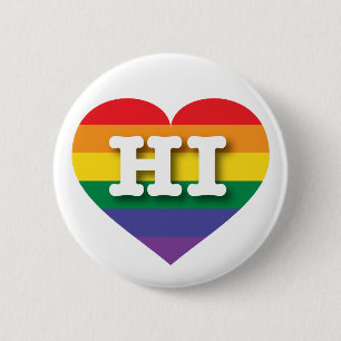 Bóton Redondo 5.08cm Eu amo Orgulho gay Hawaii