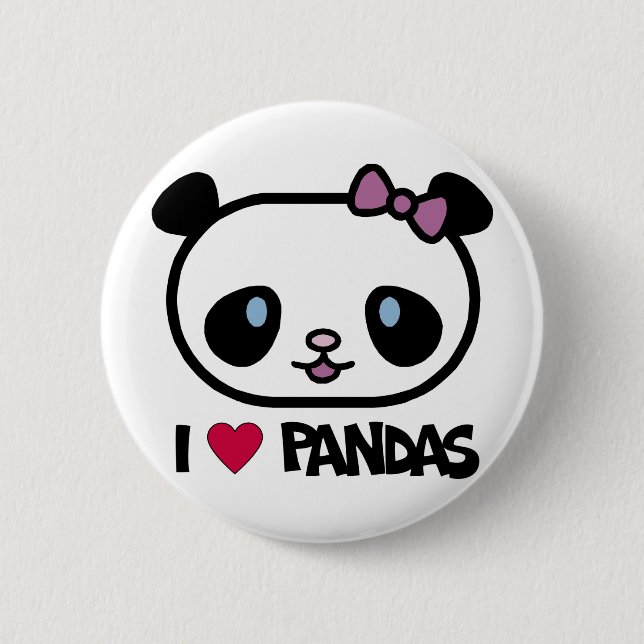 Bóton Redondo 5.08cm Eu amo pandas (Frente)
