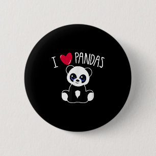 Bóton Redondo 5.08cm Eu Amo Pandas Cute Panda Lover Citando Heart Panda