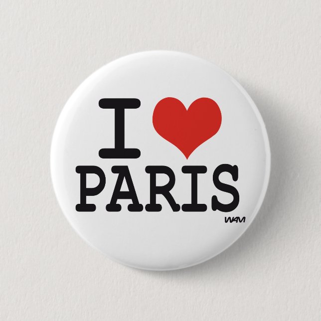 Bóton Redondo 5.08cm Eu amo Paris (Frente)