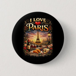 Bóton Redondo 5.08cm Eu Amo Paris