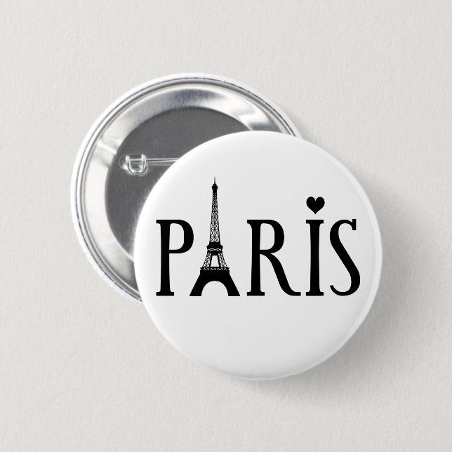 Bóton Redondo 5.08cm Eu Amo Paris (Frente & Verso)