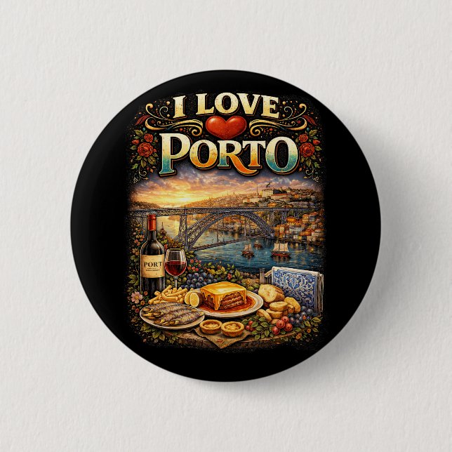 Bóton Redondo 5.08cm Eu Amo Porto (Frente)