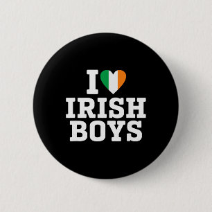 Bóton Redondo 5.08cm Eu Amo Rapazes Irlandeses Bandeira da Irlanda Cora