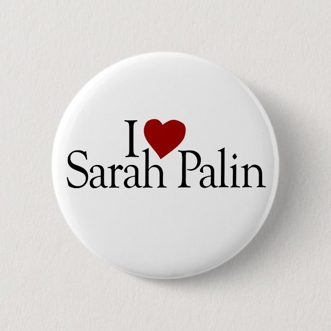Bóton Redondo 5.08cm Eu amo Sarah Palin (McCain Palin 2008) (Frente)