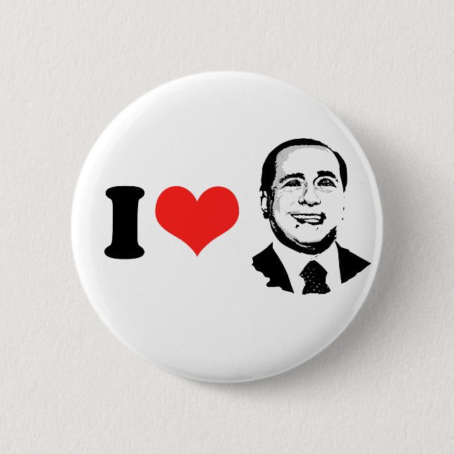Bóton Redondo 5.08cm Eu amo Silvio Berlusconi (Frente)