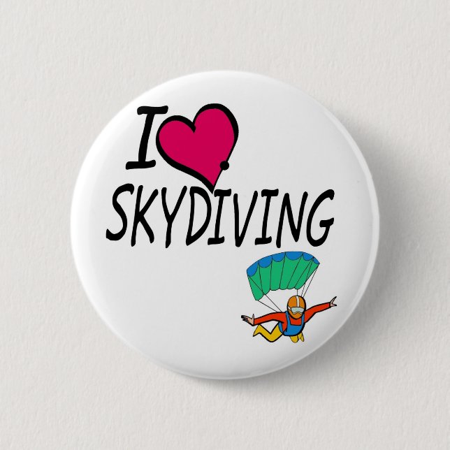 Bóton Redondo 5.08cm Eu amo Skydiving (Frente)