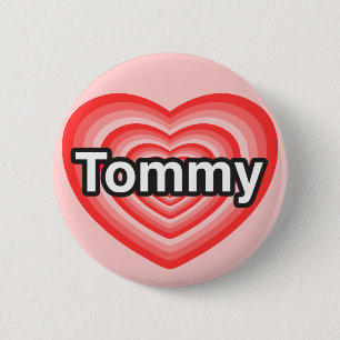 Bóton Redondo 5.08cm Eu amo Tommy. Eu te amo Tommy. Coração
