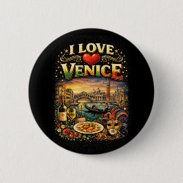 Bóton Redondo 5.08cm Eu Amo Veneza