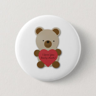 Bóton Redondo 5.08cm Eu Amo Você Beber Muito Urso De Teddy