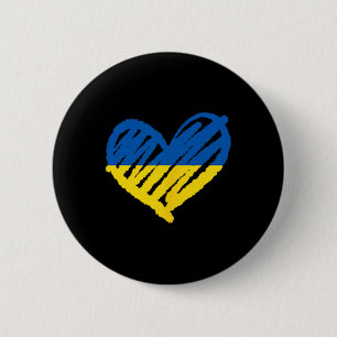 Bóton Redondo 5.08cm Eu Apoio a Ucrânia Bandeira Ucraniana Paz Coração