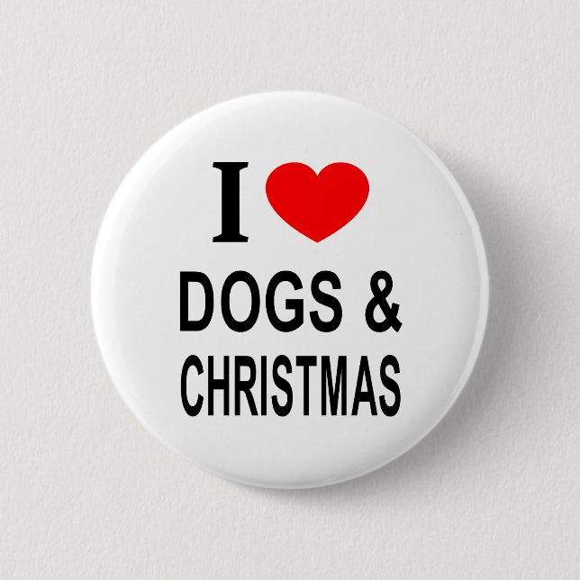 Bóton Redondo 5.08cm Eu ❤️ CÃES & NATAL EU AMO CÃES & NATAL EU AM (Frente)