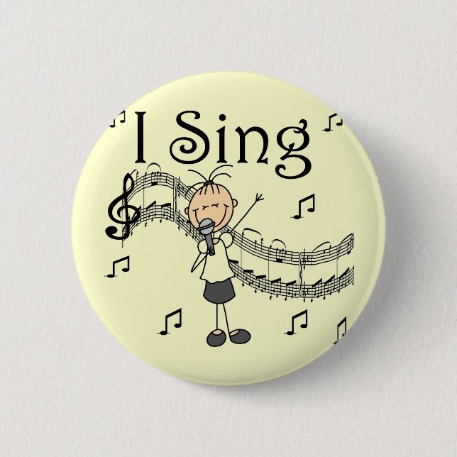 Bóton Redondo 5.08cm Eu canto a figura musical t-shirt e presentes da (Frente)