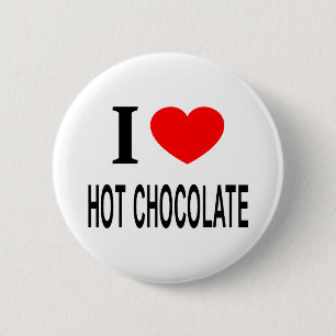 Bóton Redondo 5.08cm Eu ❤️ CHOCOLATE QUENTE Eu AMO CHOCOLATE QUENTE Eu