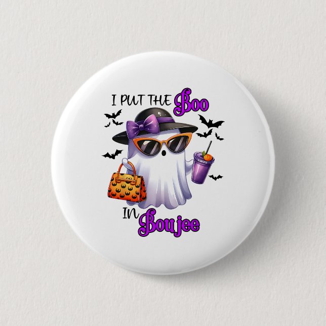 Bóton Redondo 5.08cm Eu Coloquei O Boo Em Boujee Cute Ghost Halloween S (Frente)