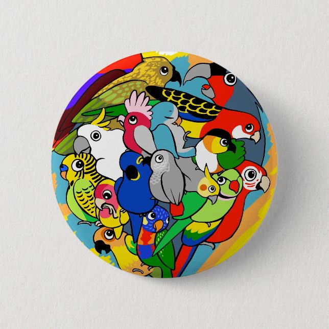 Bóton Redondo 5.08cm Eu coração repito mecanicamente desenhos animados (Frente)