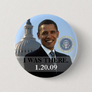 Bóton Redondo 5.08cm EU ESTAVA LÁ - presidente Obama História 1/20/09