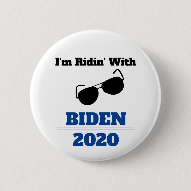 Bóton Redondo 5.08cm Eu estou Ridin' com Biden em 2020 (Frente)