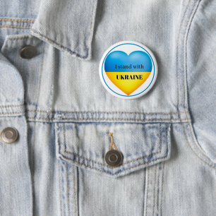 Bóton Redondo 5.08cm Eu fico com o botão azul amarelo pino da Ucrânia