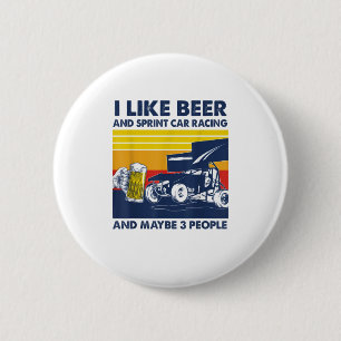 Bóton Redondo 5.08cm Eu gosto de cerveja e corrida de carros de corrida