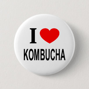 Bóton Redondo 5.08cm Eu ❤️ KOMBUCHA Eu AMO KOMBUCHA Eu ADORO KOMBUCHA