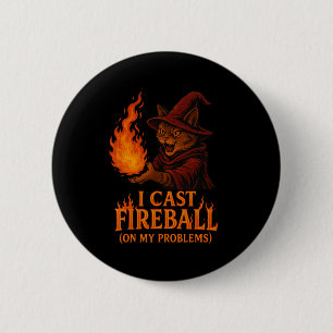 Bóton Redondo 5.08cm Eu Lanço Fireball No Meu Gato Problemático Família