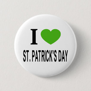 Bóton Redondo 5.08cm Eu ❤️ RUAS. PATRICKS DAY com coração verde