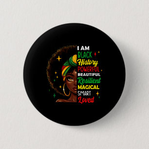 Bóton Redondo 5.08cm Eu Sou História Negra Mulheres Poderosas Meninas H