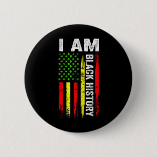 Bóton Redondo 5.08cm Eu Sou o Mês da História Negra Bandeira Afro-Ameri