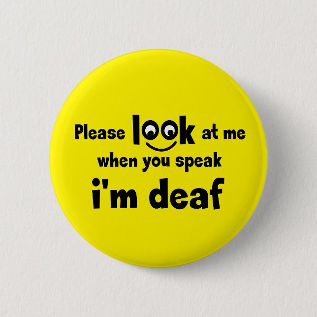 Bóton Redondo 5.08cm Eu sou surdo. Audição limitada. Tecido, espinho (Frente)