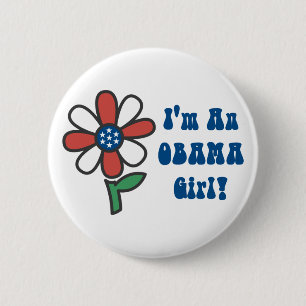 Bóton Redondo 5.08cm Eu sou um Obama Girl Buttons